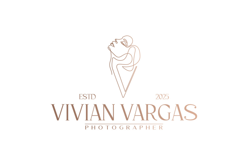 Logo Letter V and Woman in Linear Style
