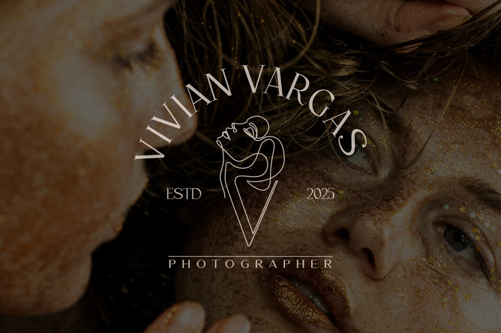 Logo Letter V and Woman in Linear Style