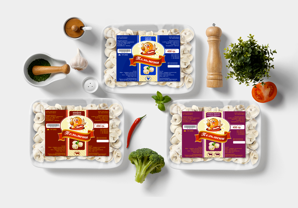 Разработка дизайна этикетки для пельменей 